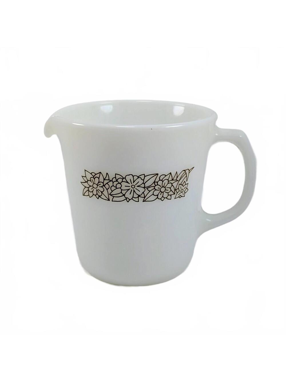 Vtg Pyrex Woodland Brown Milk Glass Creamer